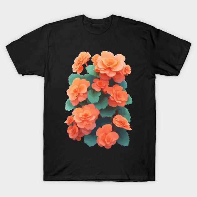 Orange Begonia Flowers T-Shirt by craftydesigns
